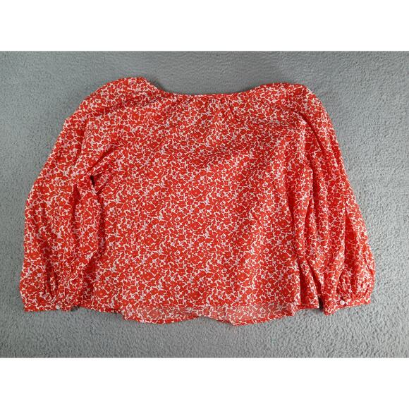 Universal Thread Shirt Womens Medium Red Floral Blouse Top Long Sleeve Crop NWT - Picture 6 of 8